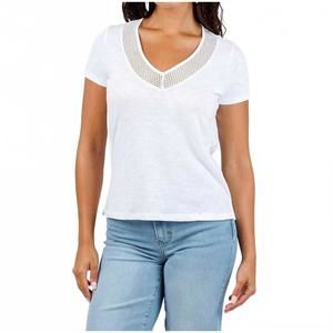 NEW GOLDIE soleil slub fishnet v neck boy tee in white